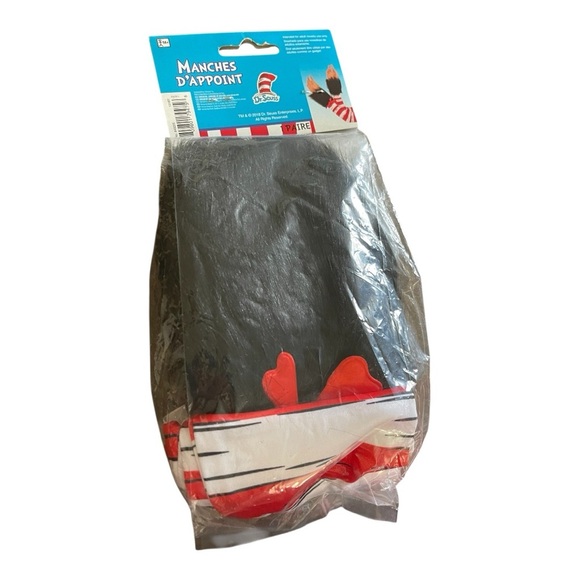 NIP Dr. Seuss Striped Arm Warmers with Black Fur Cuffs - Picture 3 of 3